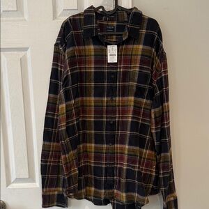 J. Crew Factory Men's Plaid Shirt - Navy, Mustard, Burgundy